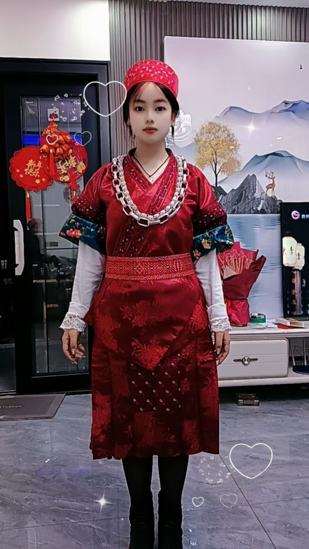 传统苗装蚕丝手工腰带