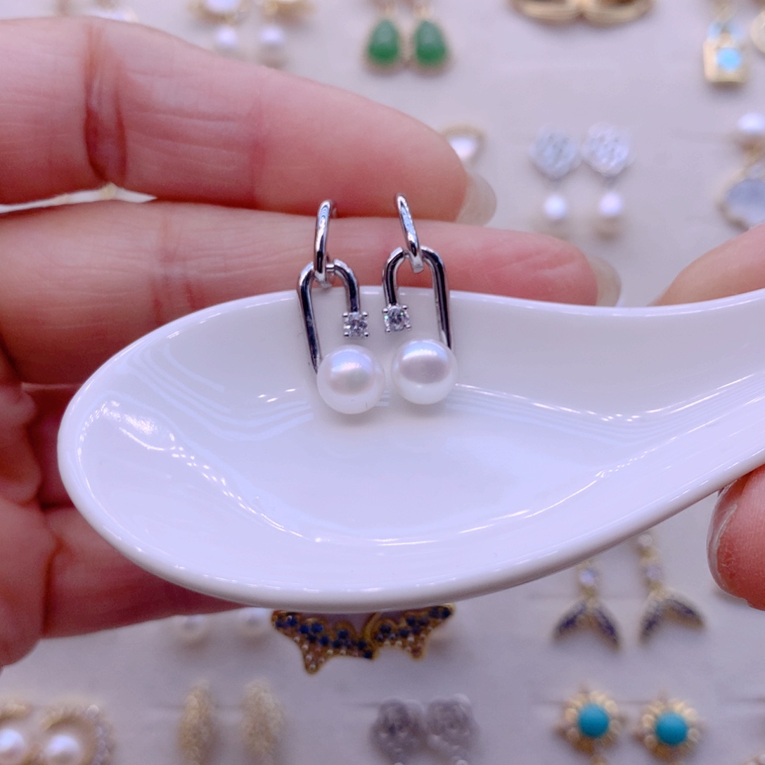 耳饰合金淡水珍珠