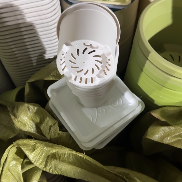 四季1号10个灰白色口径14高12花盆