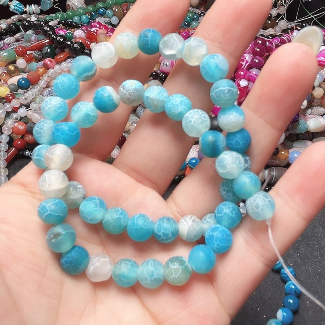 玛瑙/玉髓未镶嵌珠宝半成品R286. 风华玛瑙一条8mm