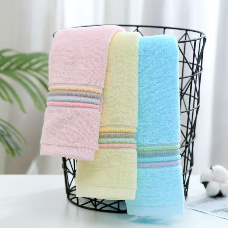 【10条装】彩虹竖条毛巾吸水家用洗脸巾成人面巾柔软酒店薄款简约