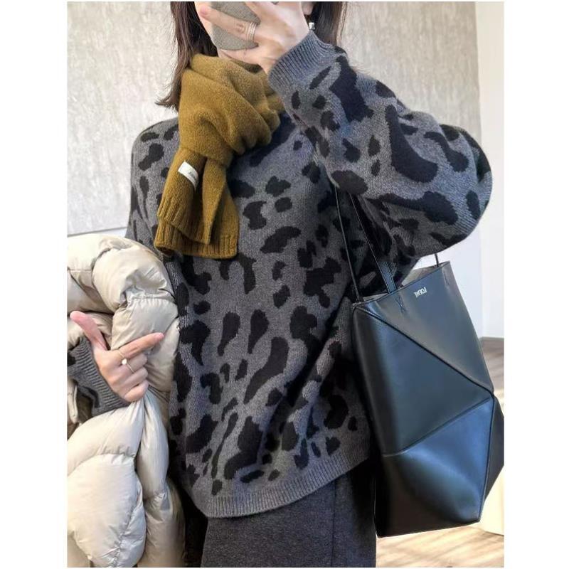 /DANDAN/ 经典豹纹 ~设计感套头毛衣女潮牌女装~351