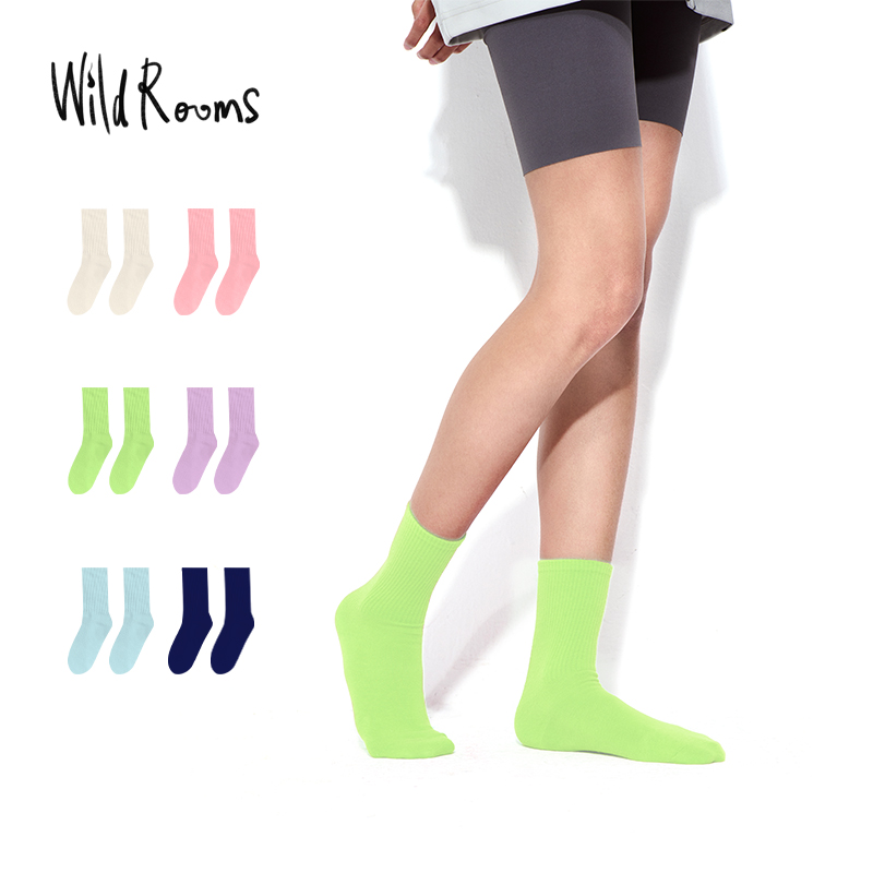 WildRooms百搭袜子纯色欧若风ins透气潮袜