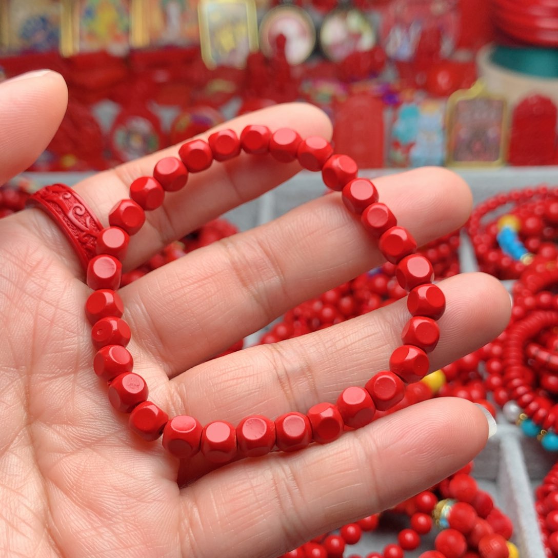 天然辰砂工艺品朱砂方糖手串