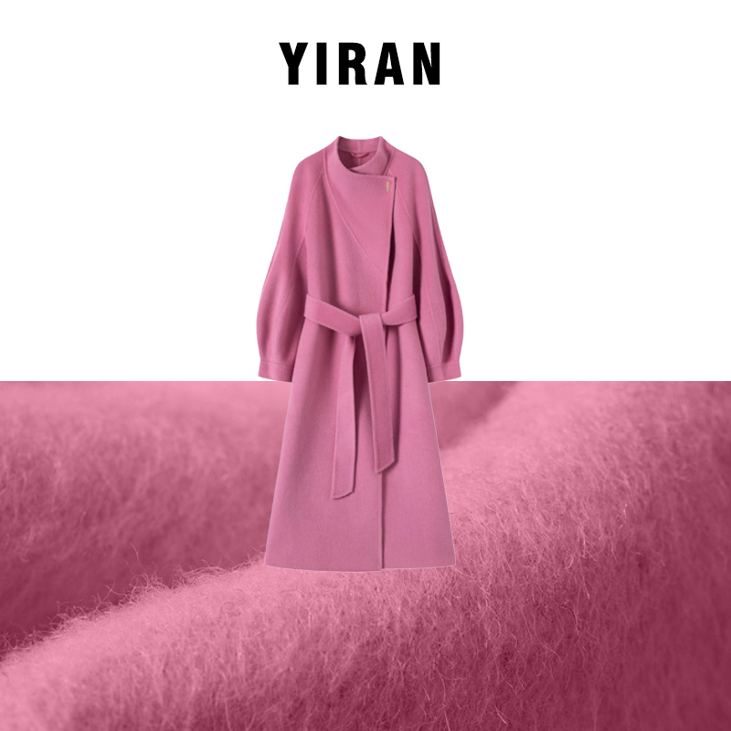 YIRAN/奕冉设计师秋冬毛呢外套时尚宽松百搭双面呢大衣女中长款