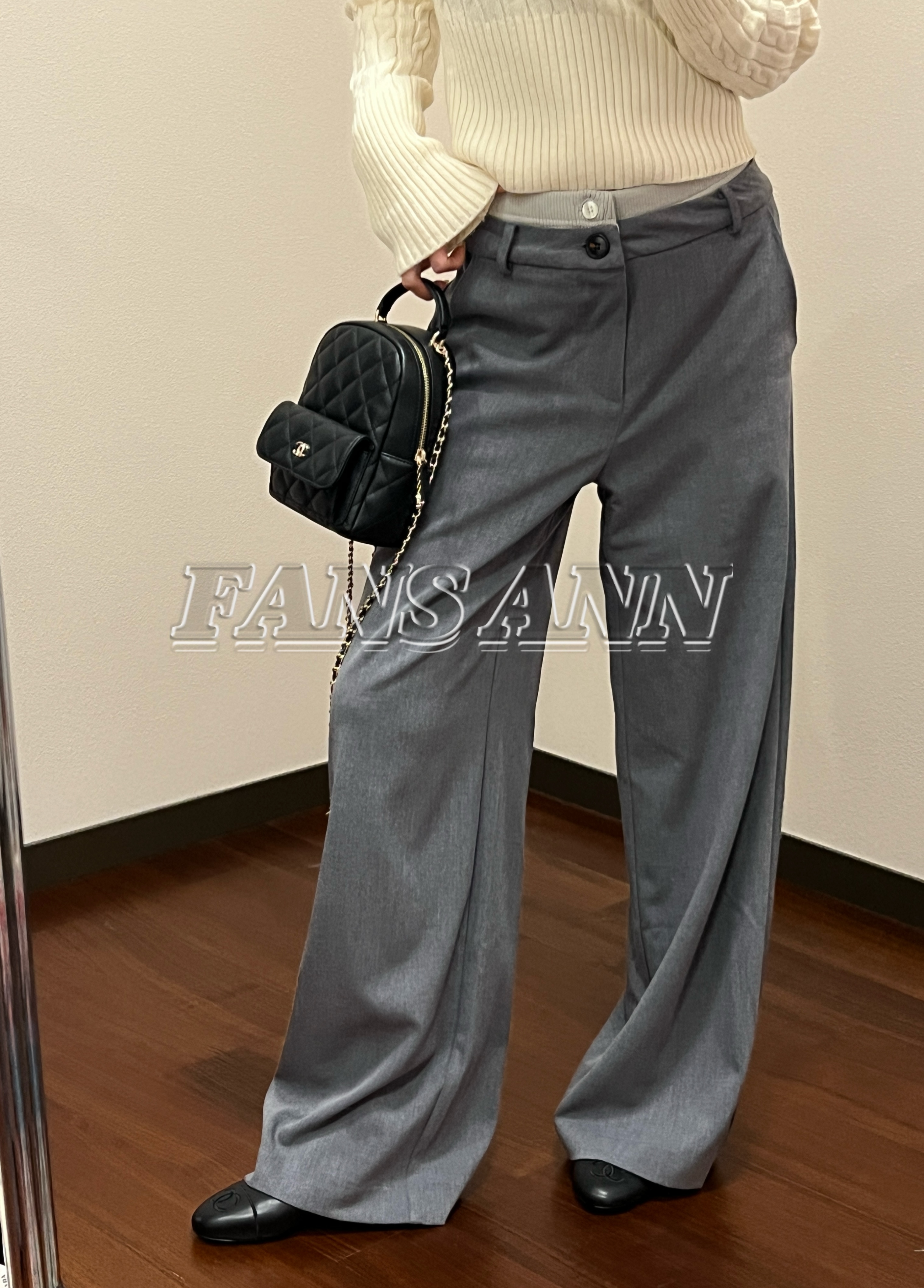  饱饱】 双腰羊毛西裤 