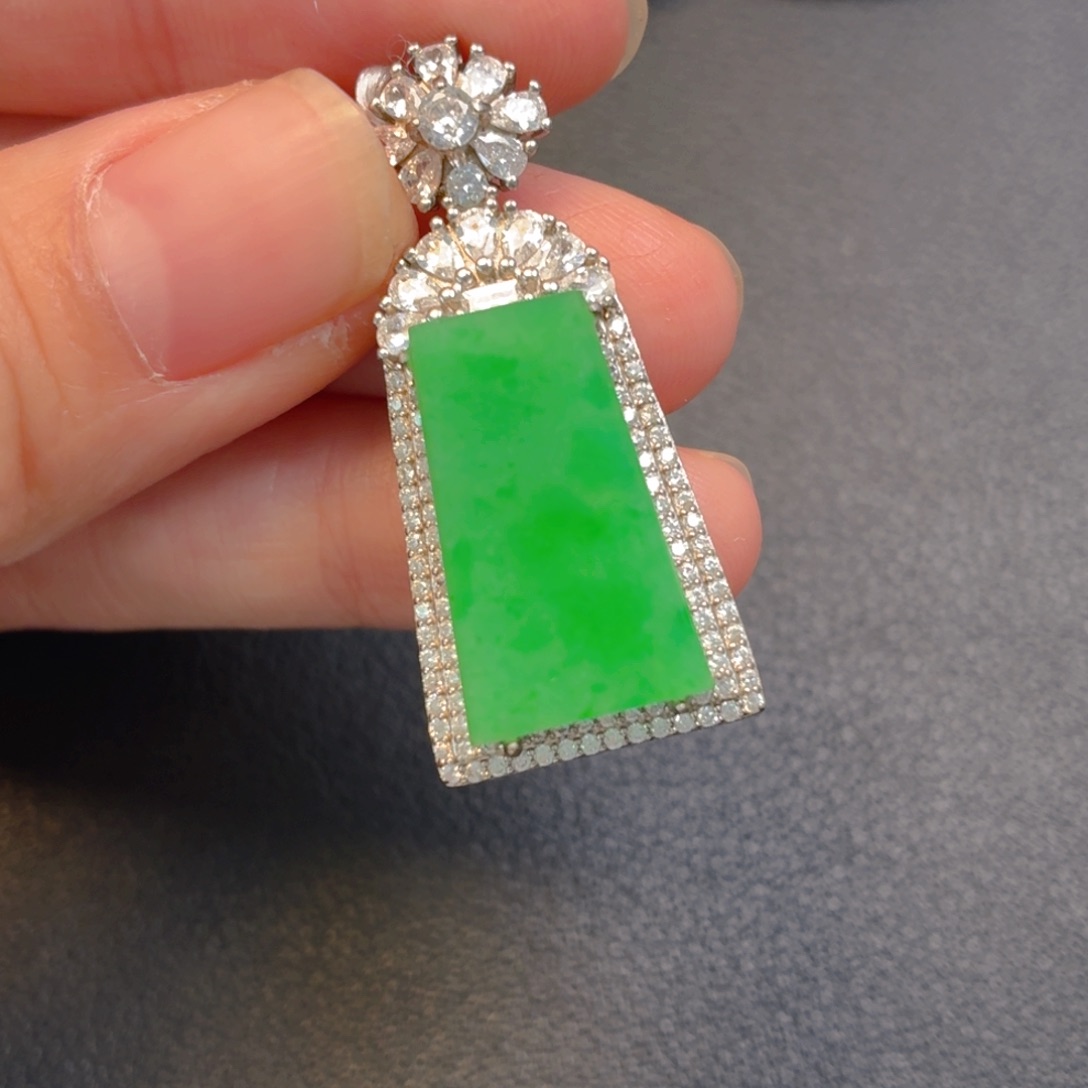 翡翠银S925镶嵌吊坠(不含链)