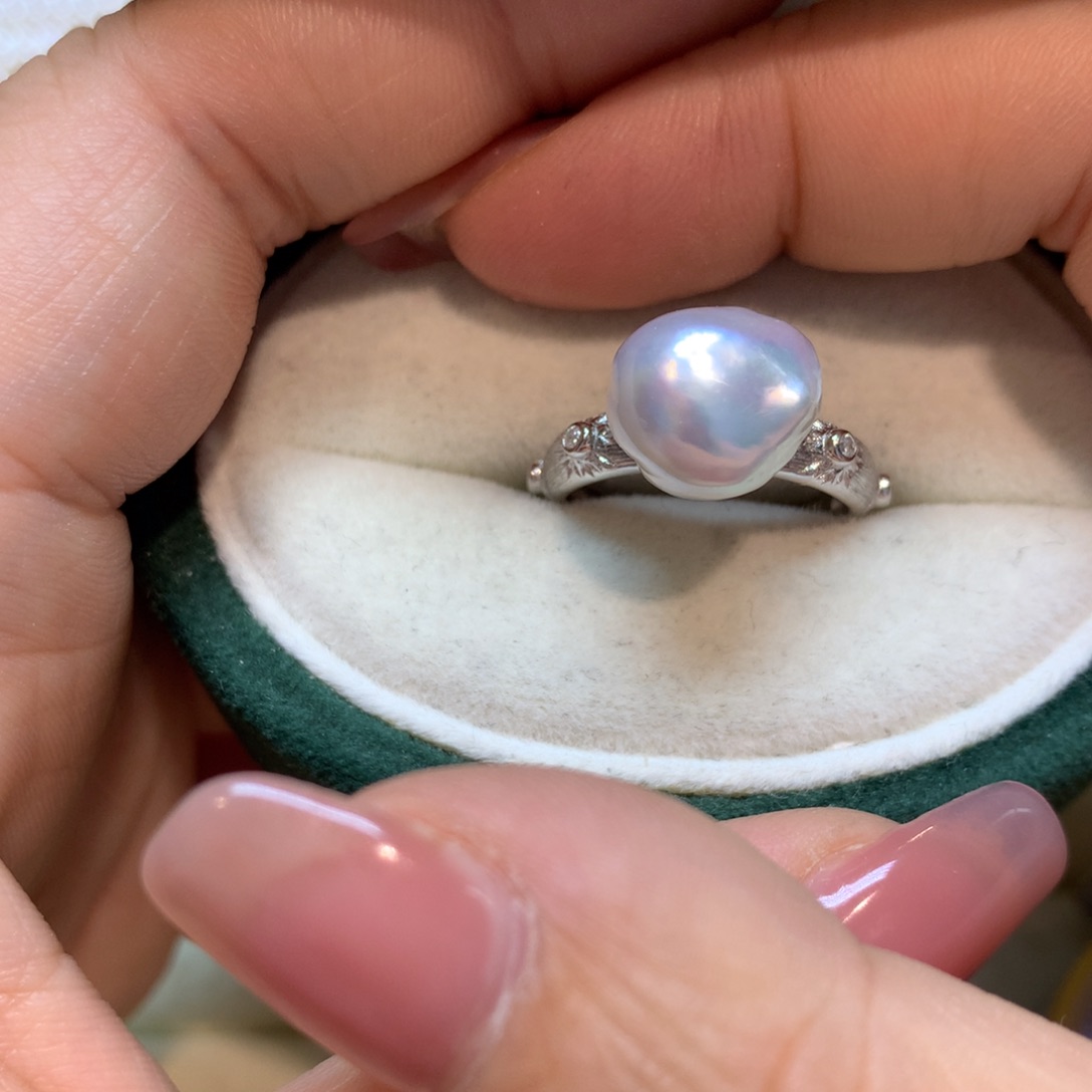 海水珍珠戒指银S925镶嵌