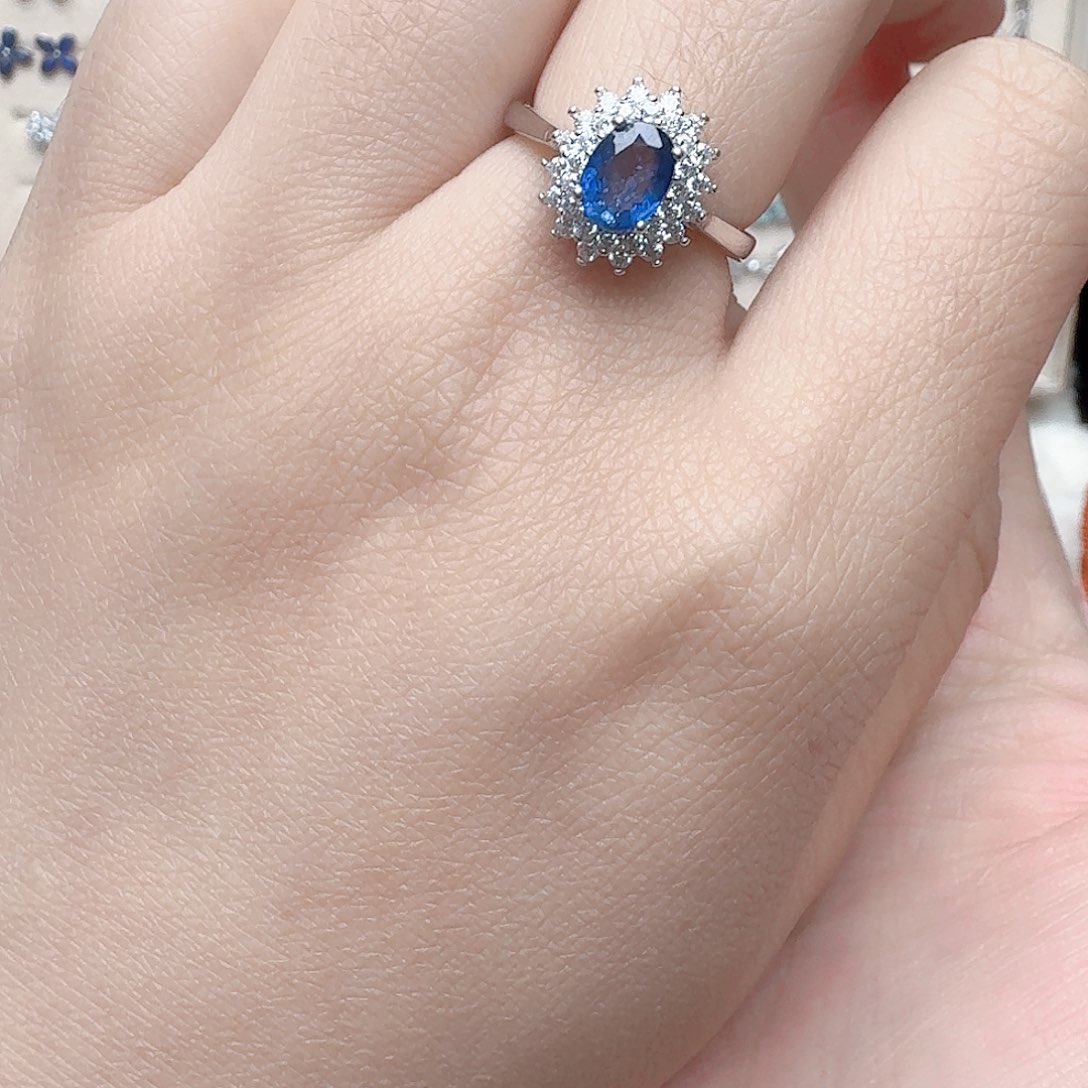 蓝宝石戒指银S925镶嵌