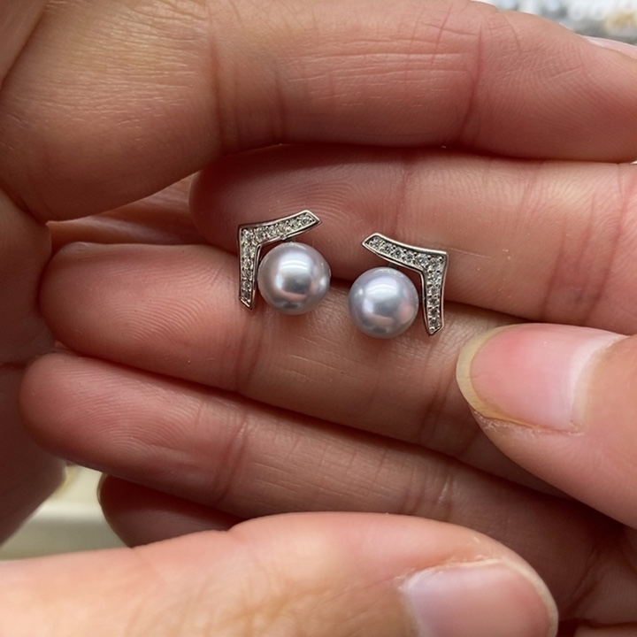 海水珍珠耳饰银S925镶嵌