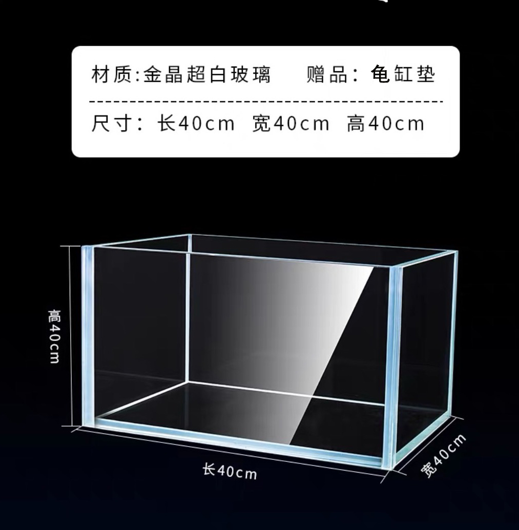 乌龟鹰嘴龟爬宠玻璃缸长宽高各40cm