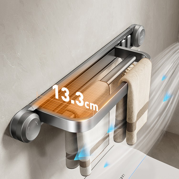 太空铝毛巾架单杆免打孔浴室毛巾杆卫生间壁挂式双杆加厚浴巾挂杆