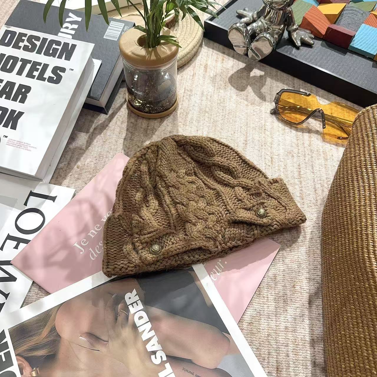 2025秋季新款百搭休闲毛线针织纯色护耳帽5279