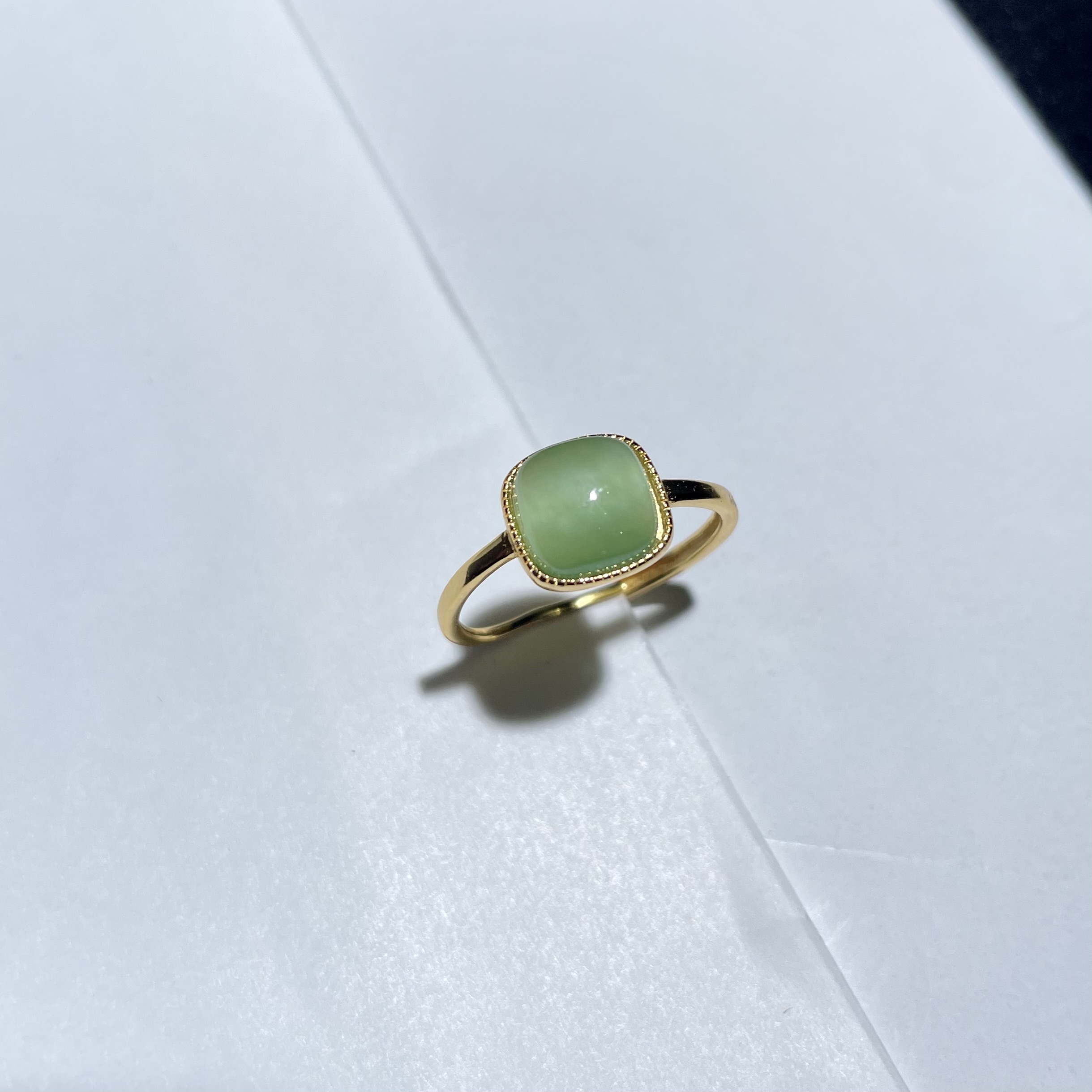 不封底翡翠蛋面6mm戒指s925 KT24120414