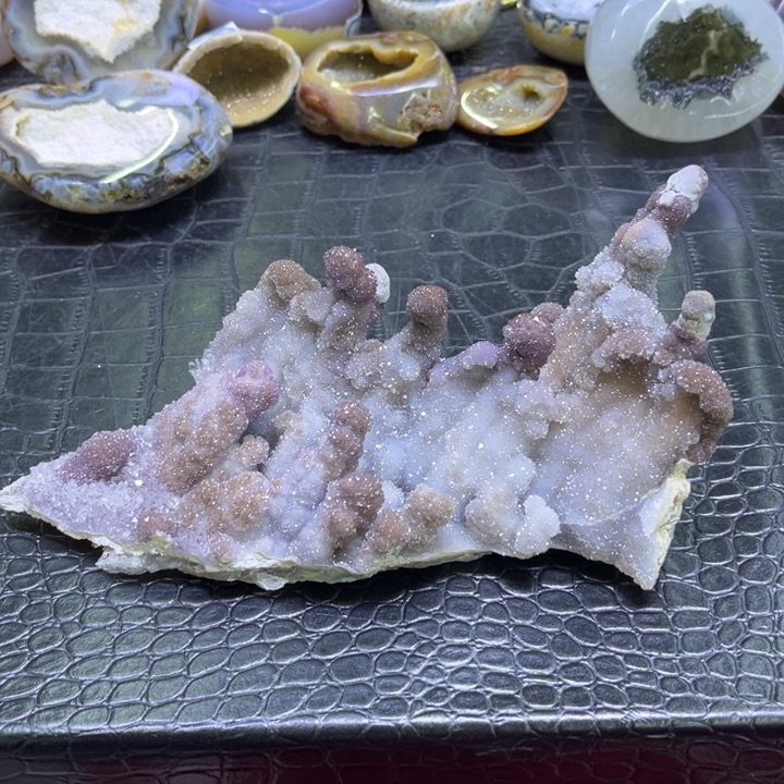 水晶未镶嵌珠宝半成品紫红软啵啵