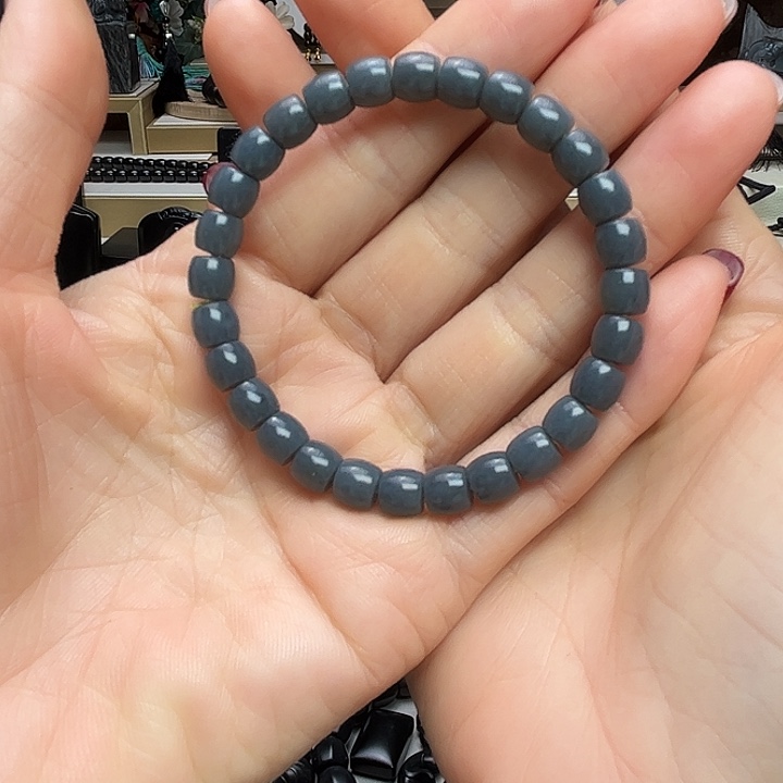 和田玉（墨玉）未镶嵌手链啦7直切特细