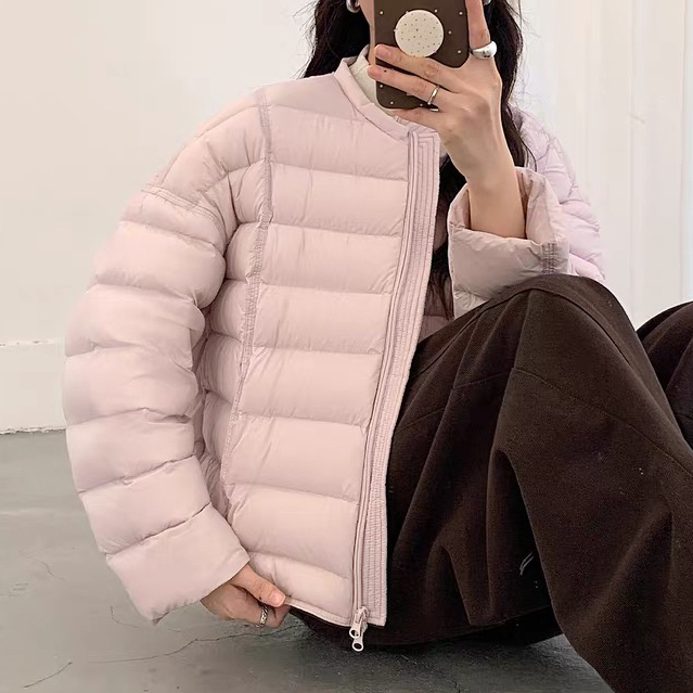 1168 排骨羽绒服女短款圆领韩系泡芙保暖90白鸭绒宽松外套