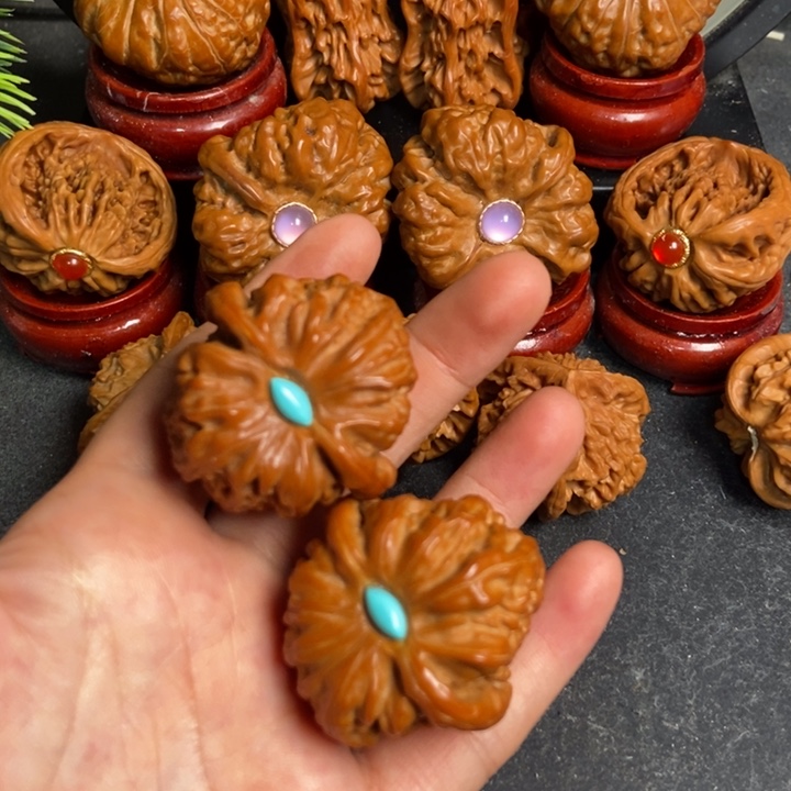 把件文玩核桃白狮子