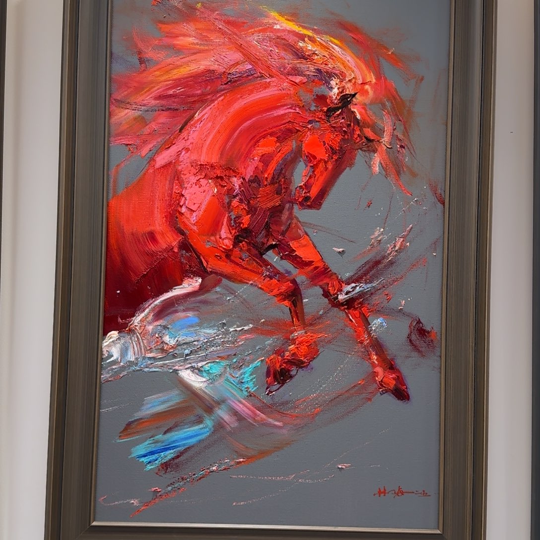 古***丰油画红马系列作品