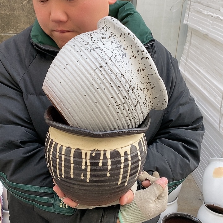 紫砂花盆瑕疵口20高16