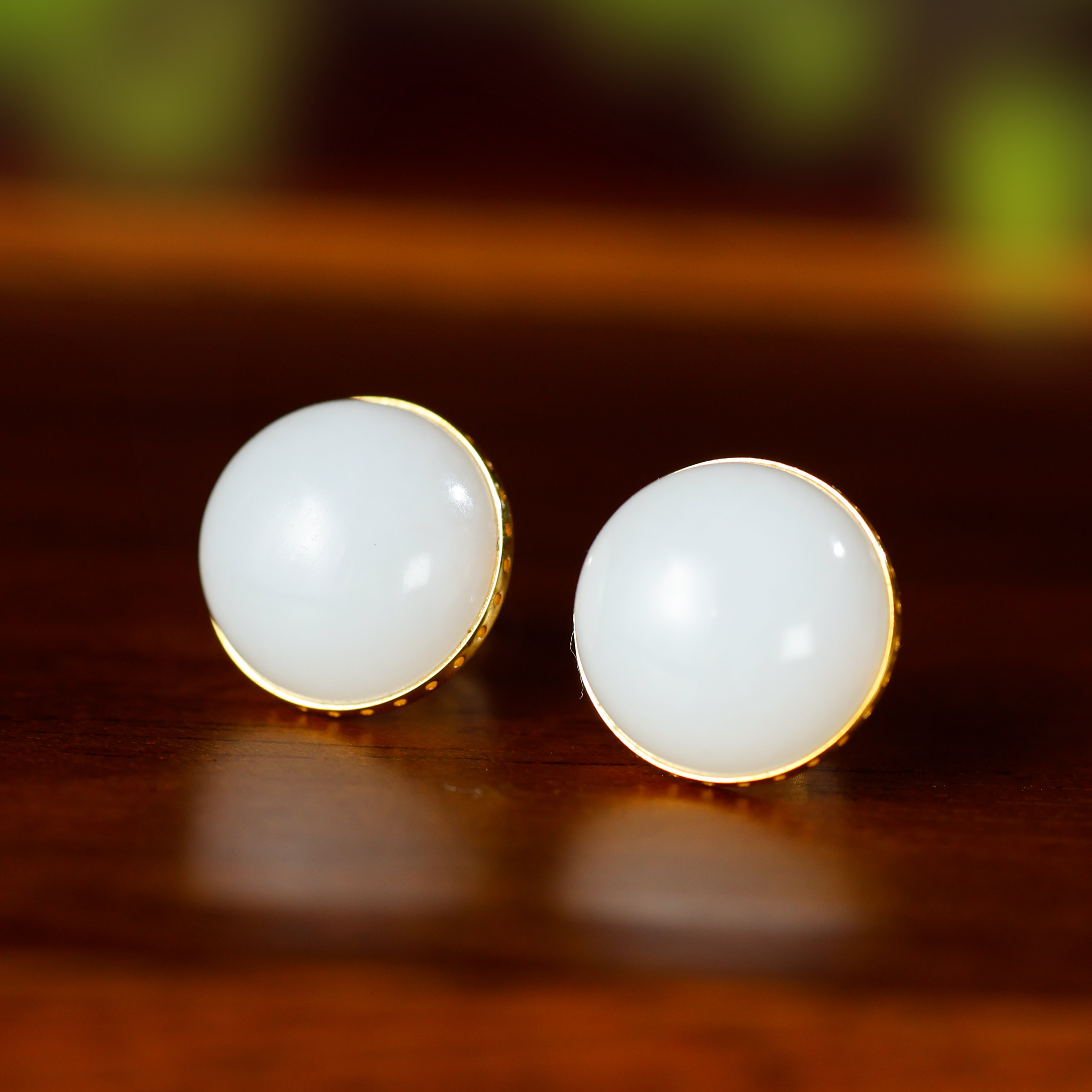 白玉世家18K金山流水羊脂玉耳钉和田玉坠正品包邮38好物节礼物