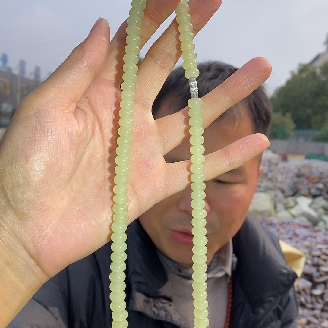 颈饰未镶嵌和田玉算盘项链