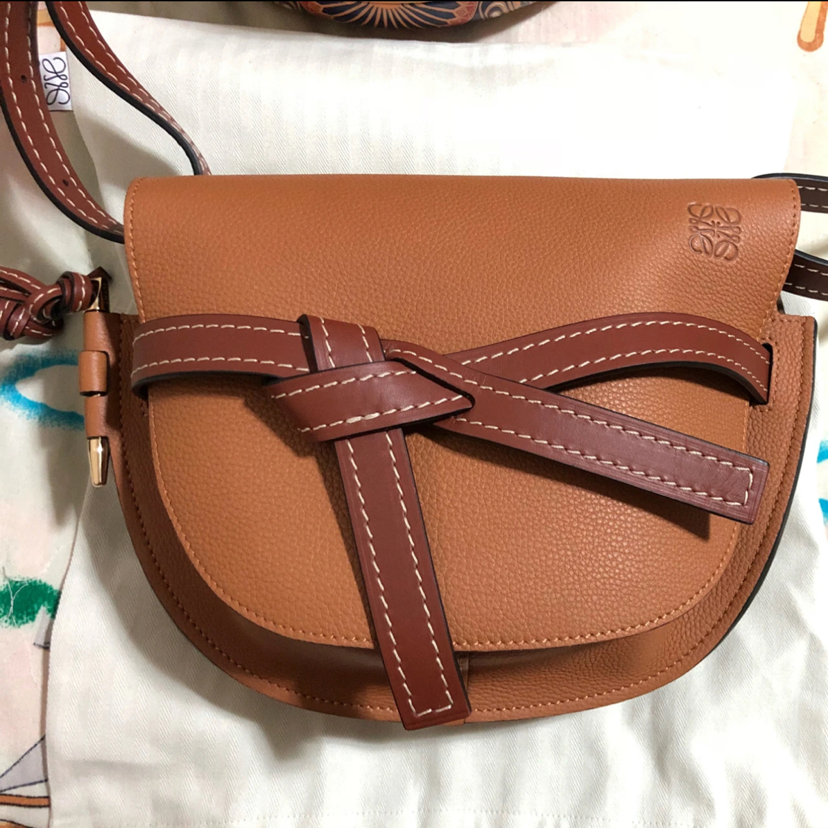 95新 LOEWE/罗意威 罗意威焦糖色gate马鞍包 25110041-02