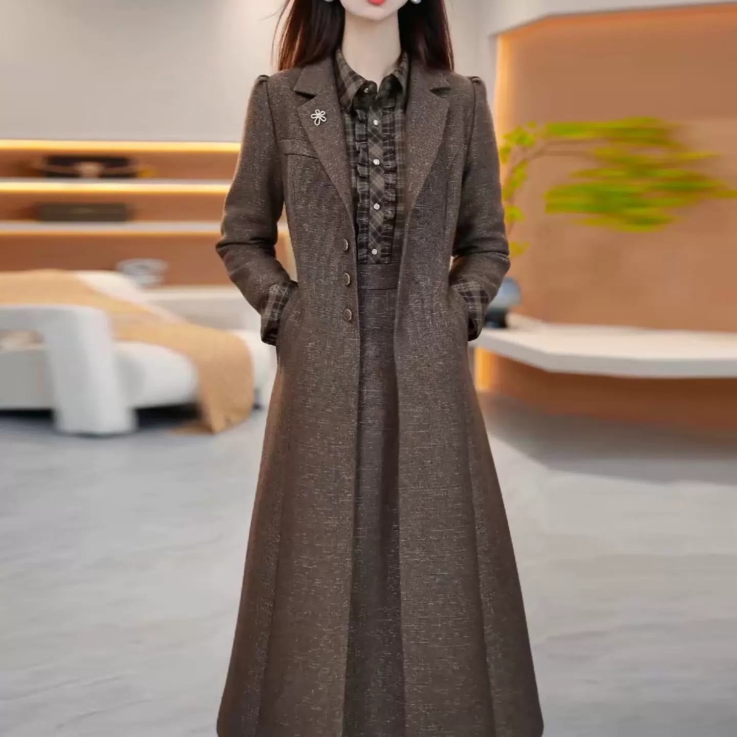 W8069小香风外套连衣裙套装女春秋2025新款高端高级感两件套