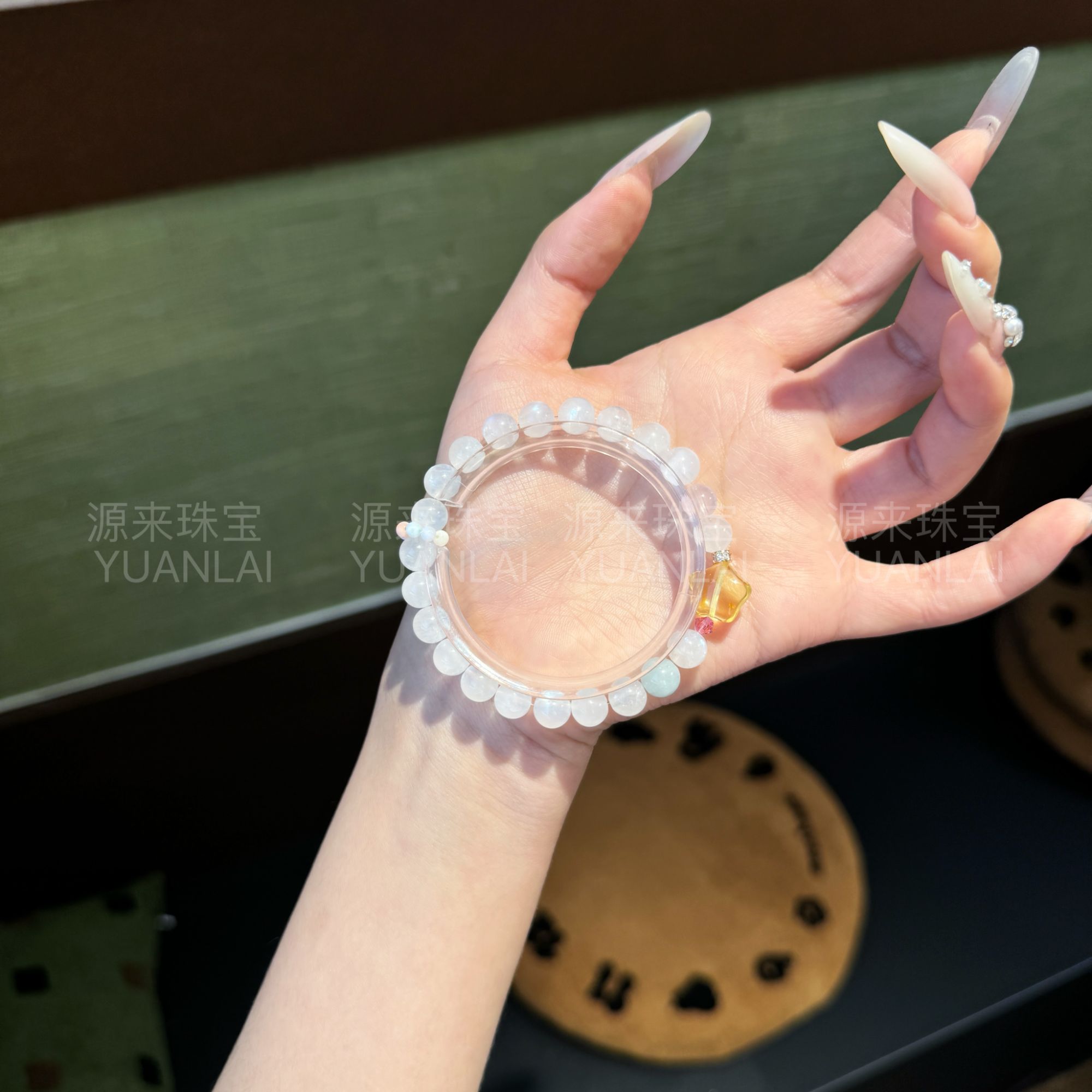 YY21*奶霜啵啵*月光石蜜蜡手串