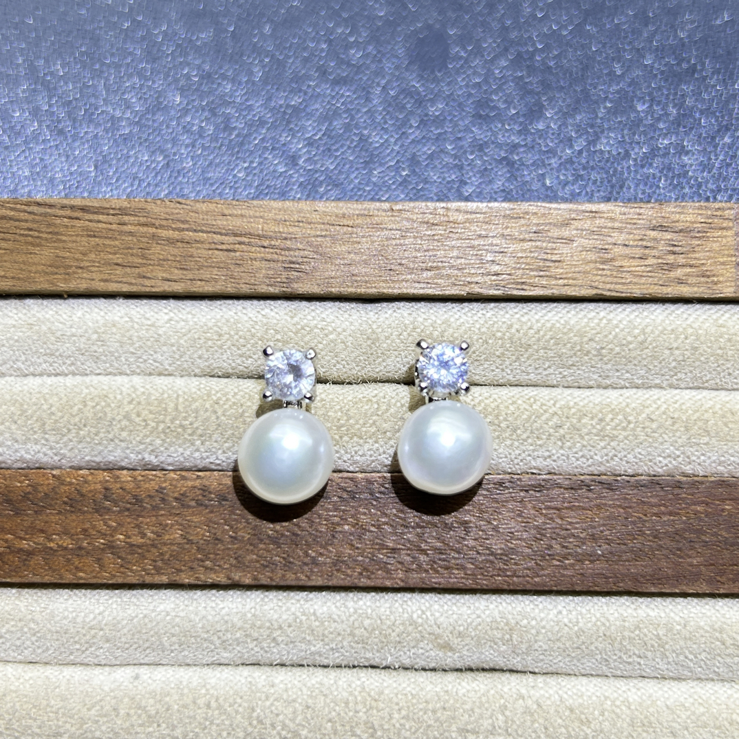 珍珠耳钉王妃款经典百搭气质