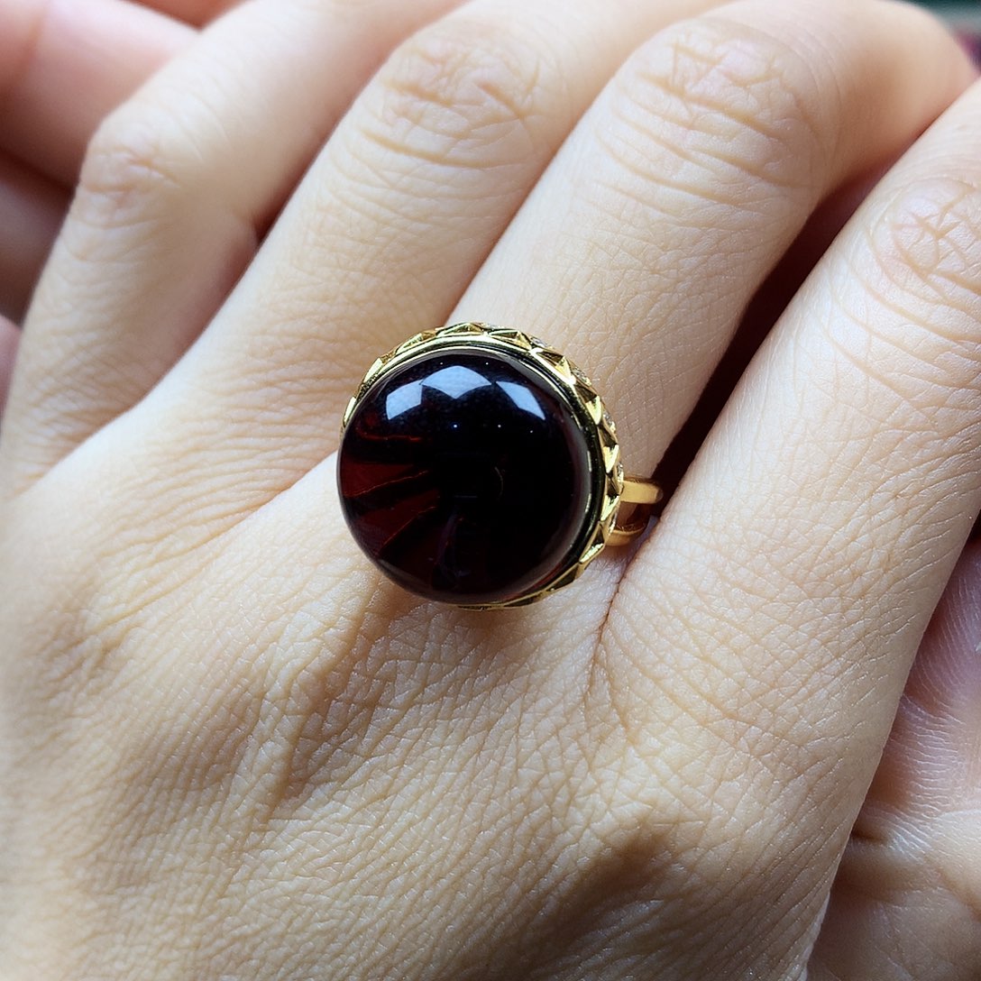 血珀戒指银S925镶嵌戒指