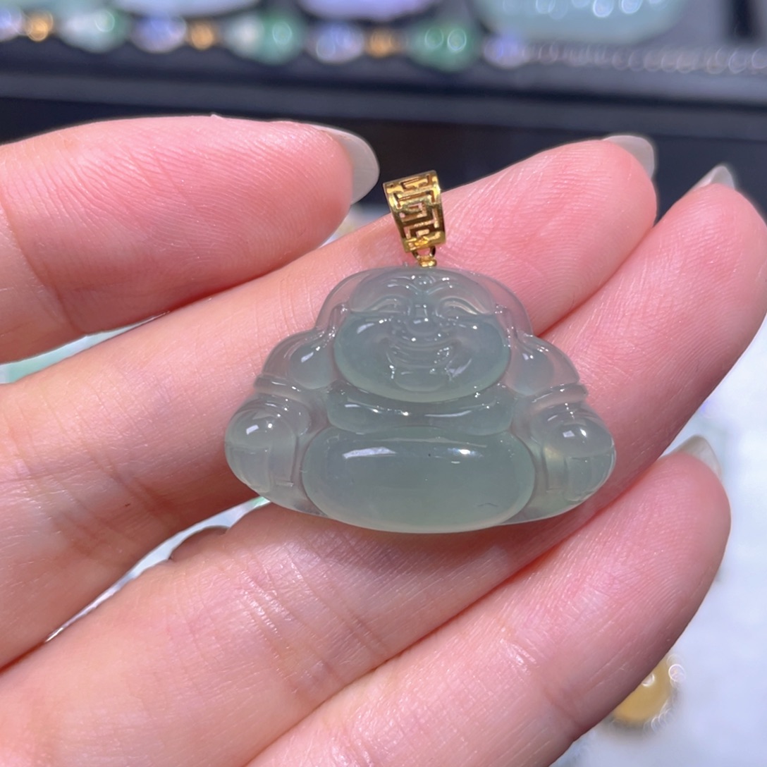 颈饰18K金镶嵌翡翠翡翠