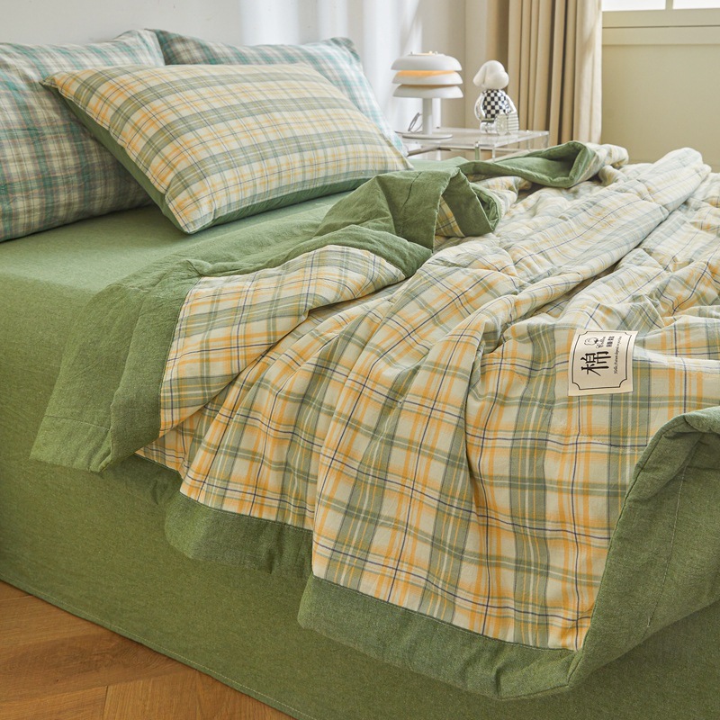 A类母婴级新疆棉花夏被无印风水洗棉夏凉被格子空调被夏季薄被子
