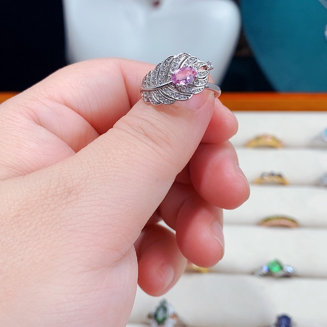 蓝宝石戒指银S925镶嵌