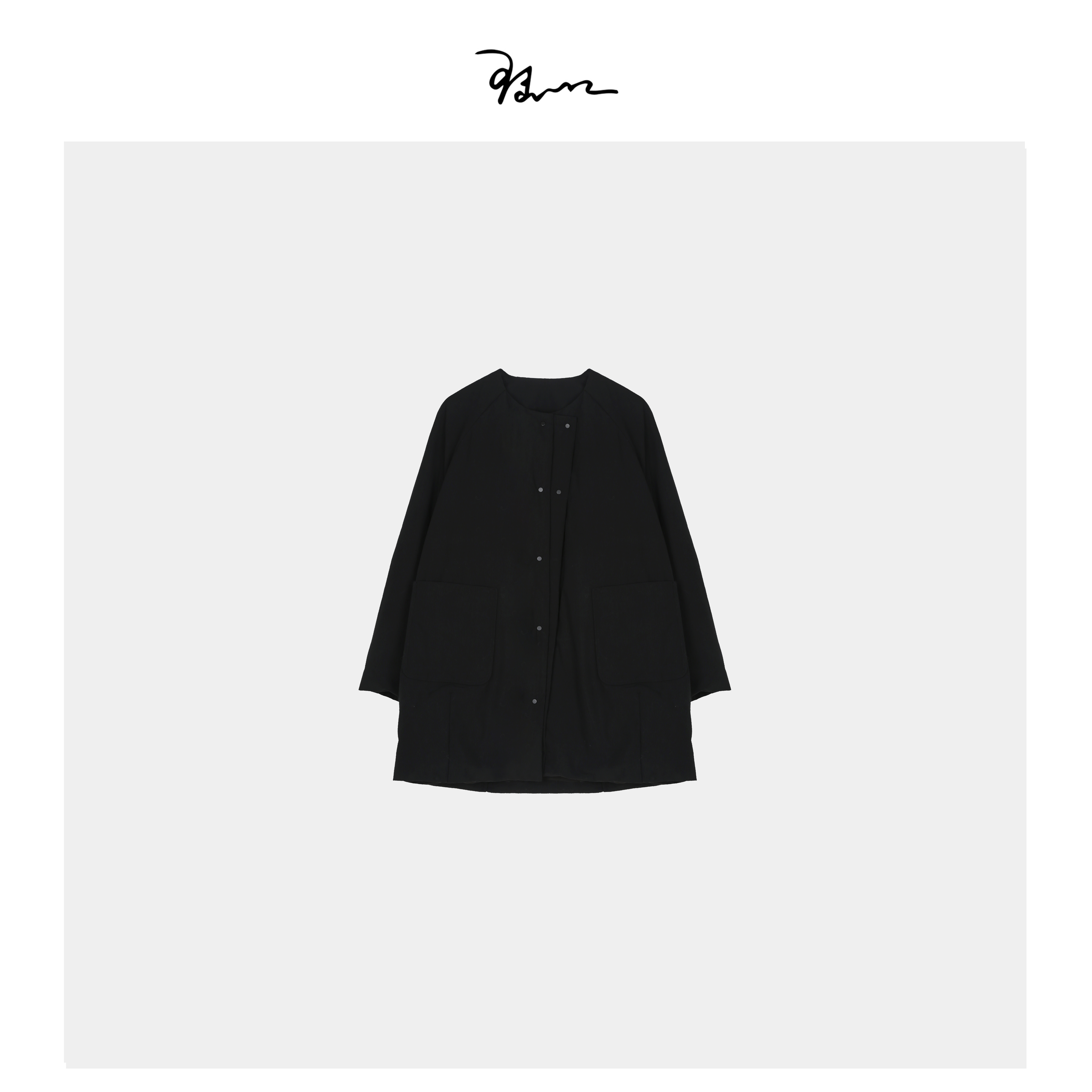 【沙鸥】陆一口女装定制简约圆领宽松显瘦休闲中长款鹅绒羽绒服