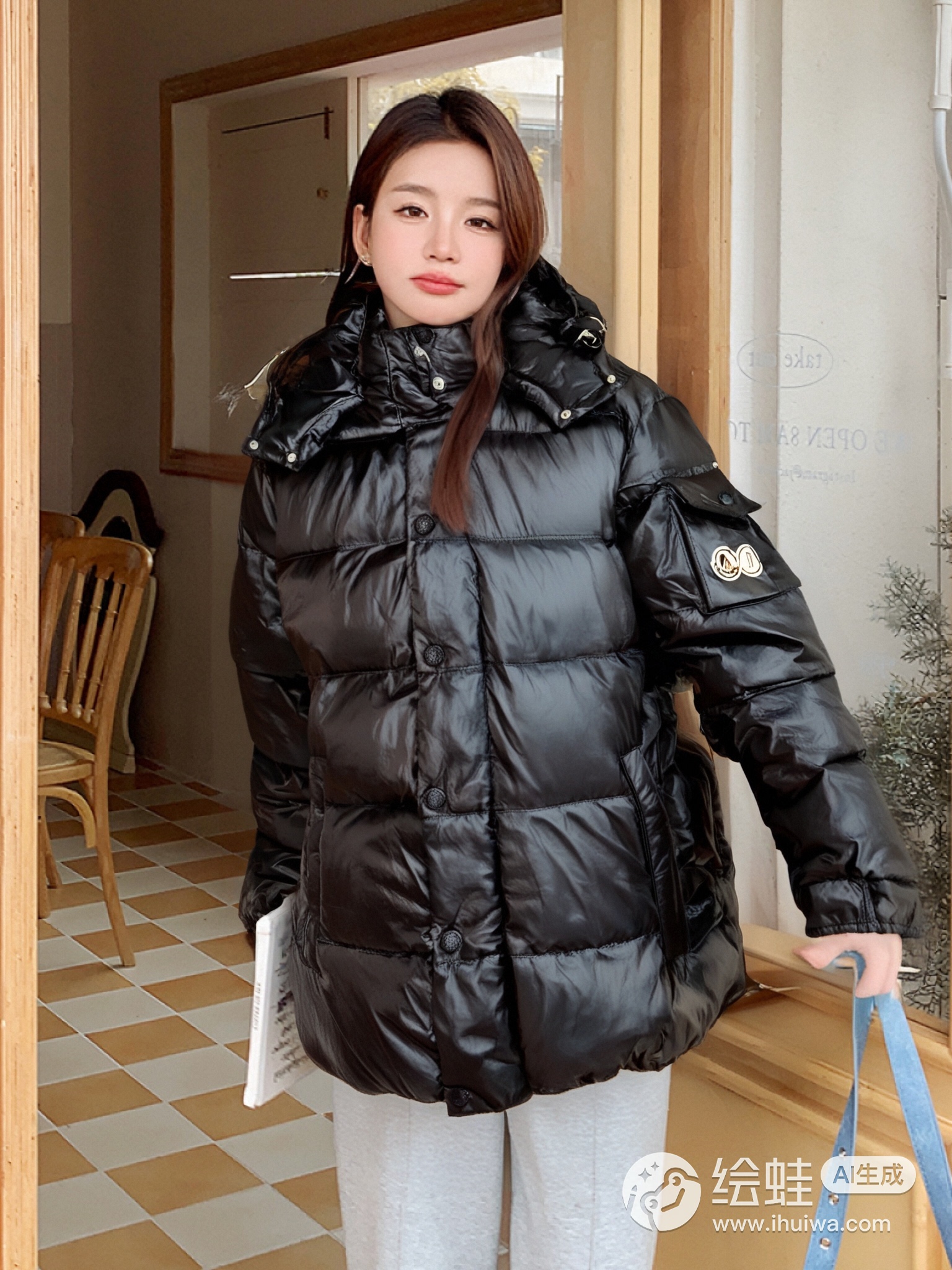 爆爆中长款羽绒服女2025冬季白鸭绒加厚洋气面包服外套H204