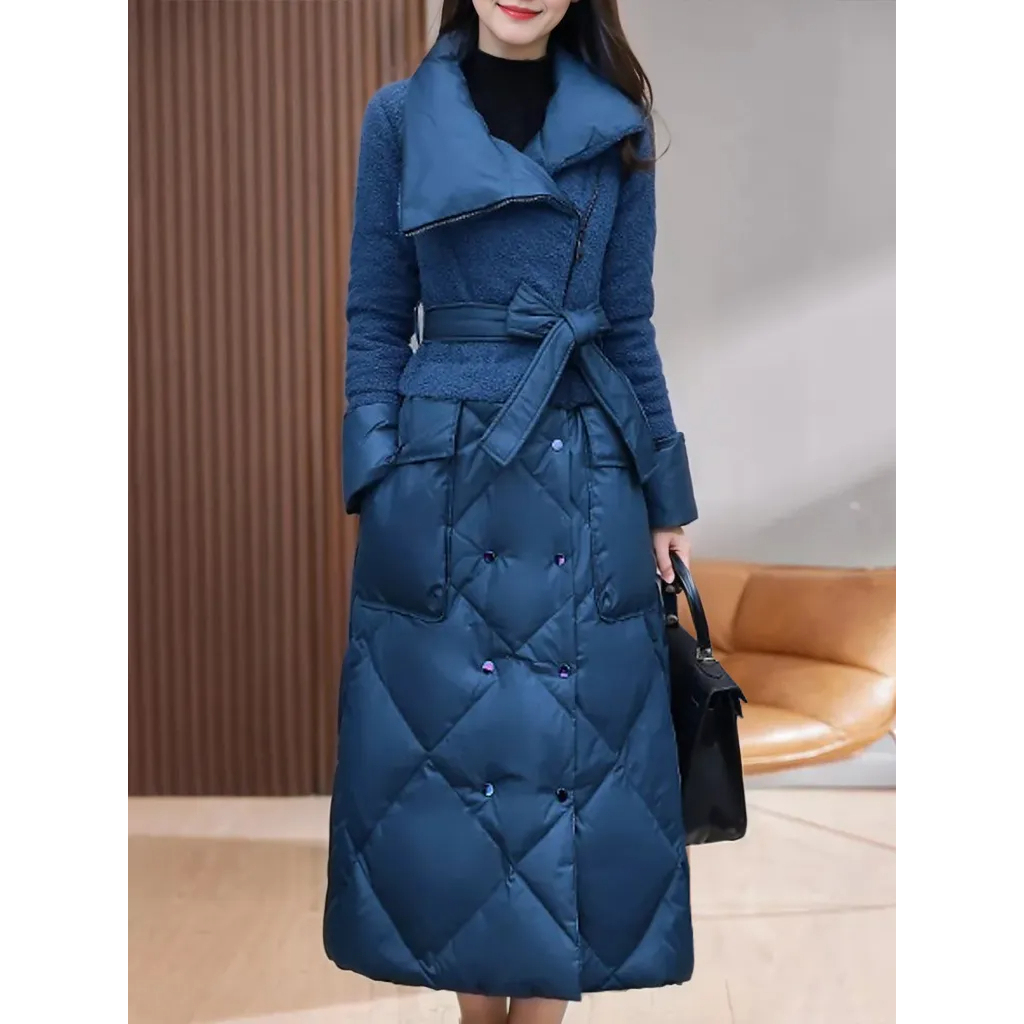 收腰显瘦菱格90白鸭绒羽绒服（配腰带）SDWY221123 16-YL