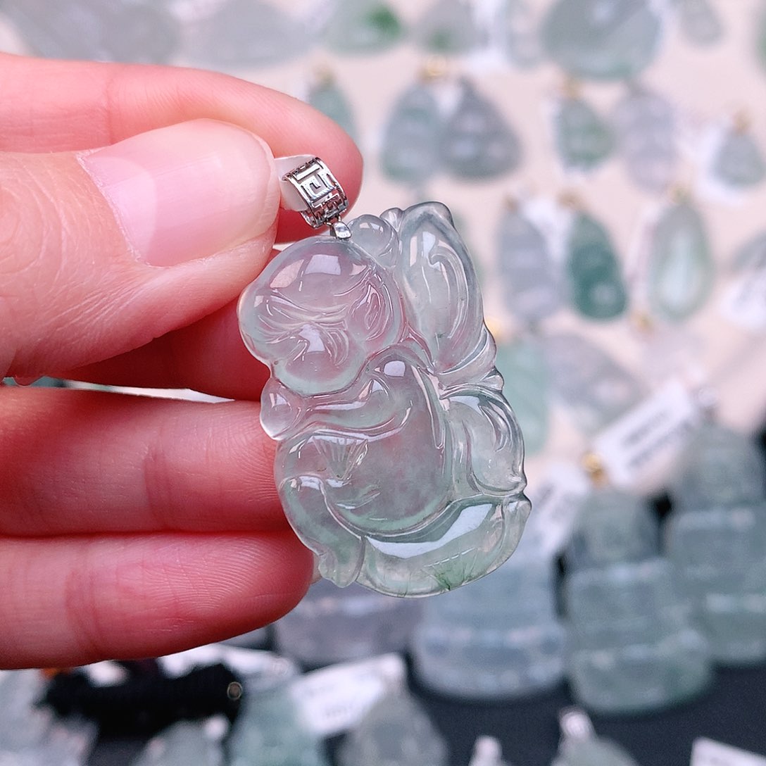 翡翠颈饰18K金镶嵌冰晴蝴蝶仙子