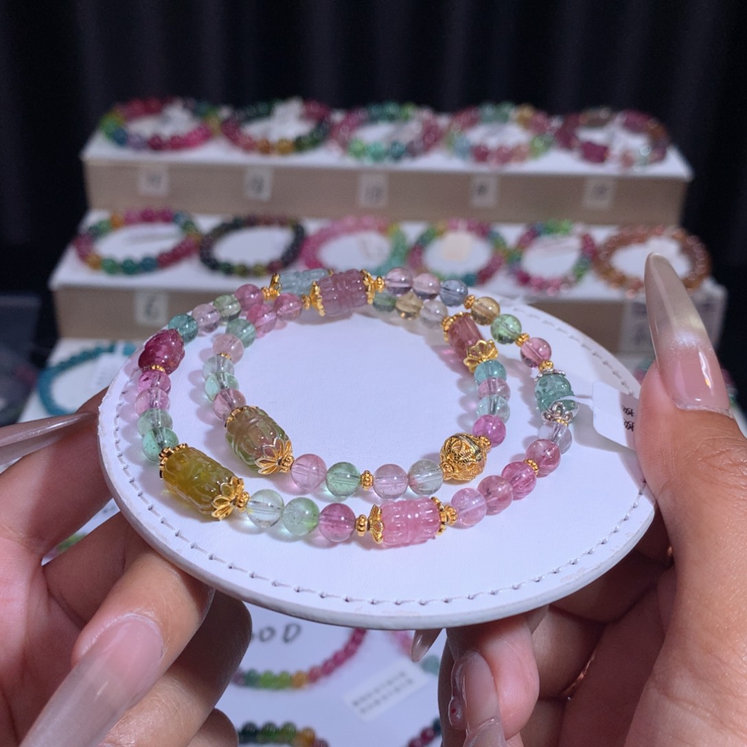 碧玺手链银S925镶嵌碧玺