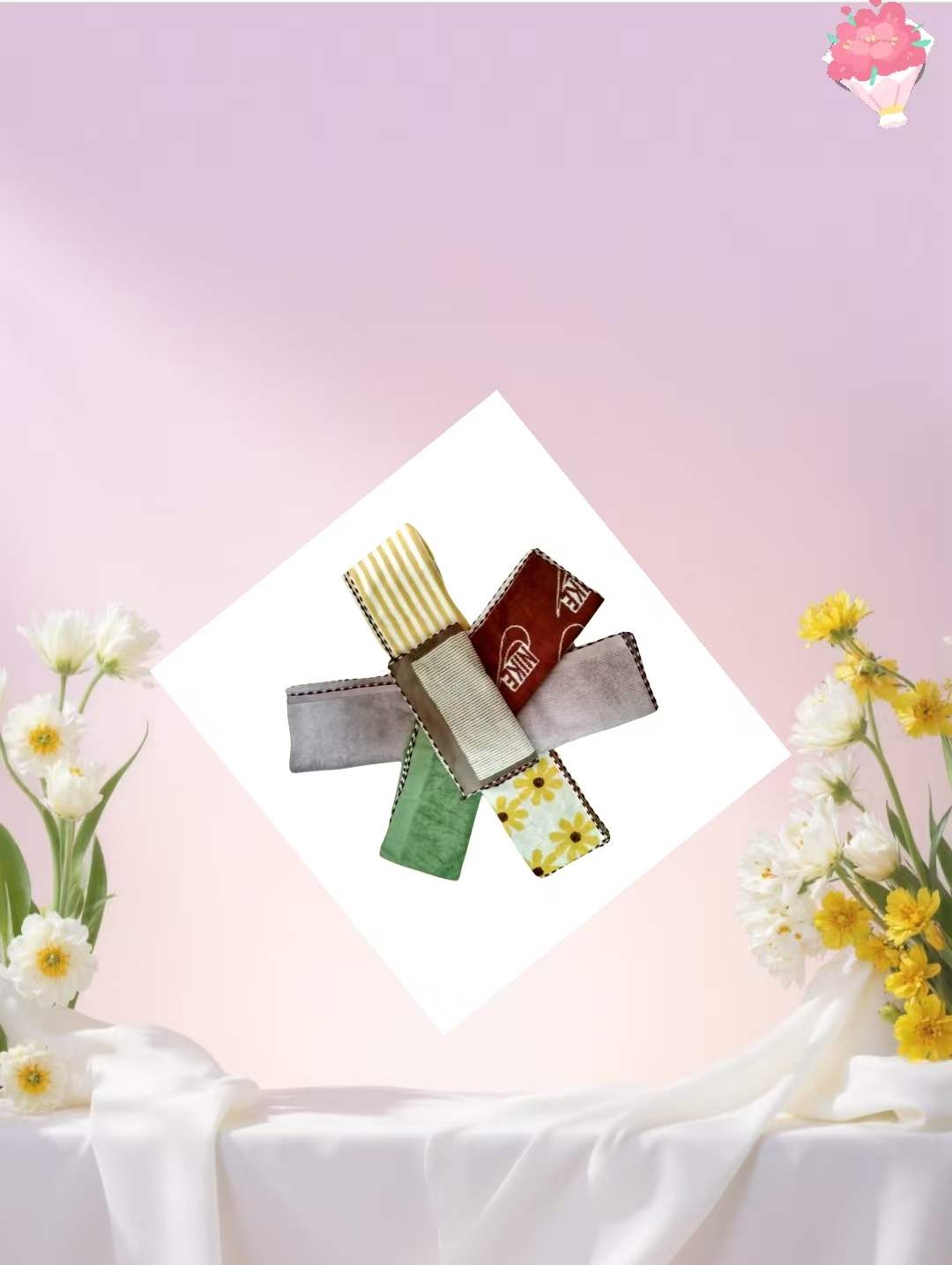 家用月牙花边毛巾柔软舒适吸水性好微瑕6条随机发