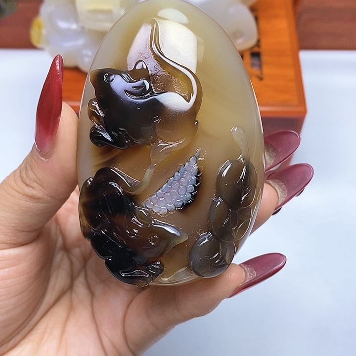 玛瑙/玉髓手把未镶嵌禹**姥