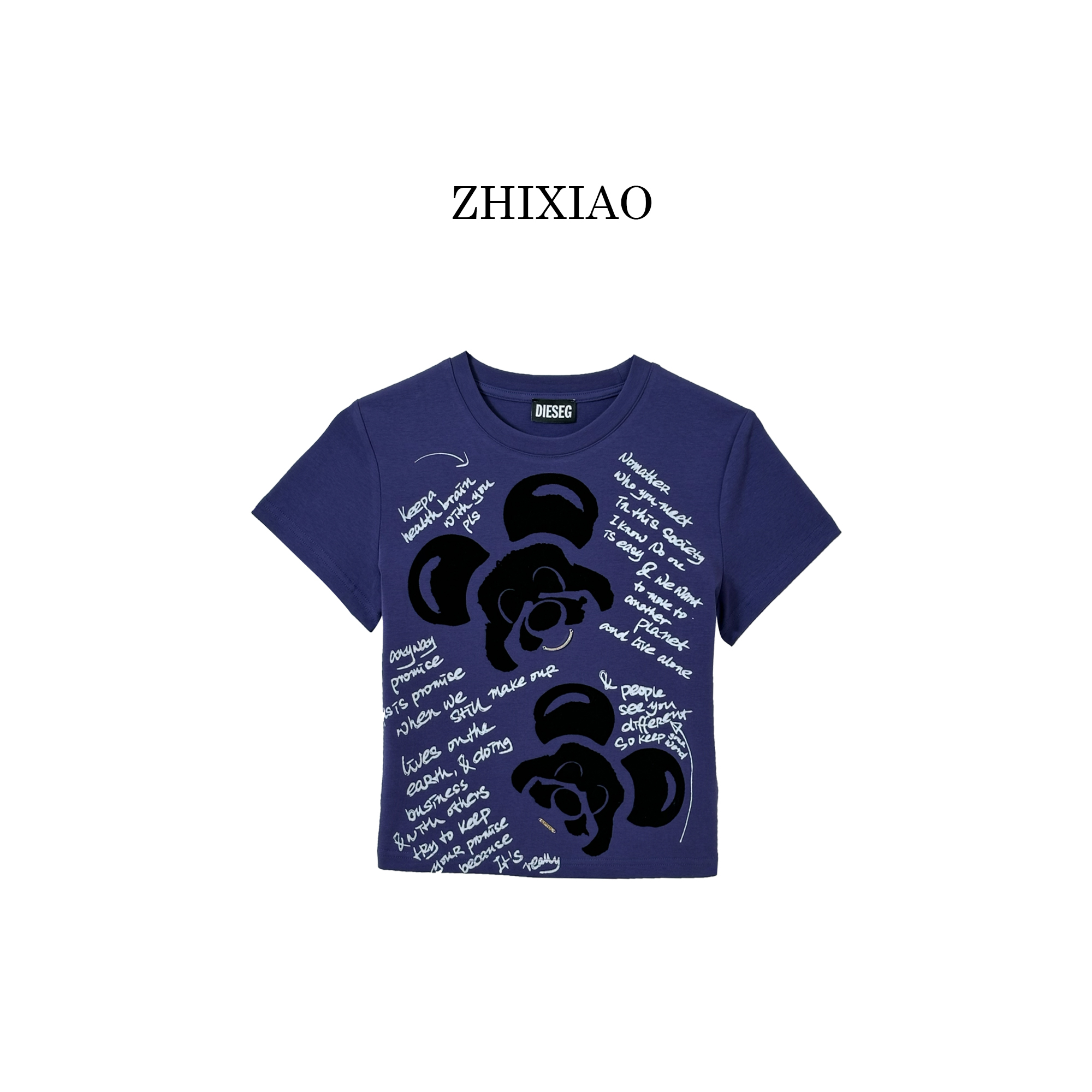 【ZHIXIAO】春夏新款：米奇植绒印花短袖124-2