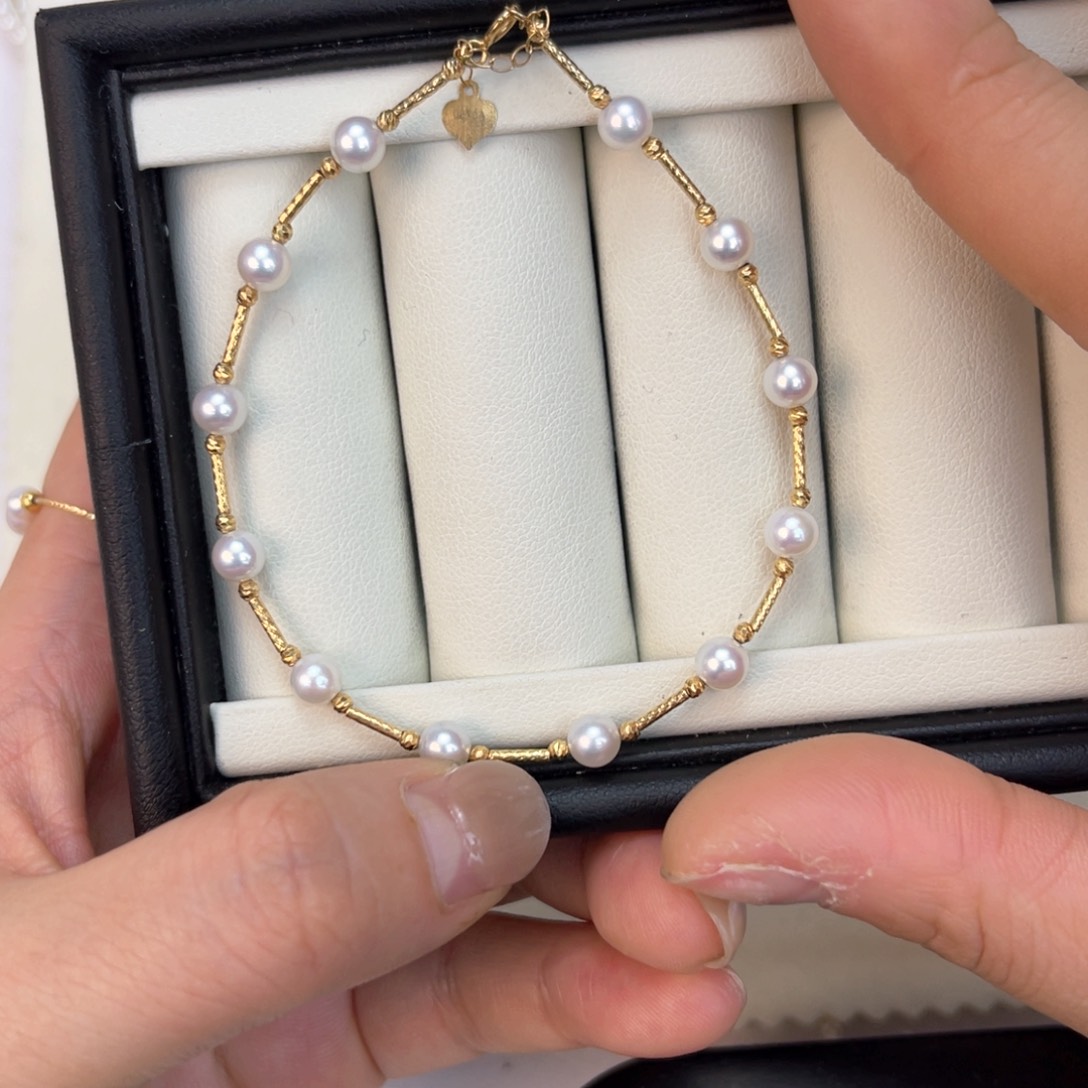 淡水珍珠手链18K金镶嵌