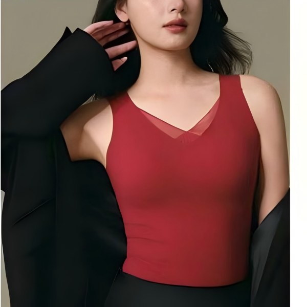【穿搭伴侣】冬季背心女贴肤抗菌桑蚕丝锁温无痕软蕾丝自带胸垫内衣