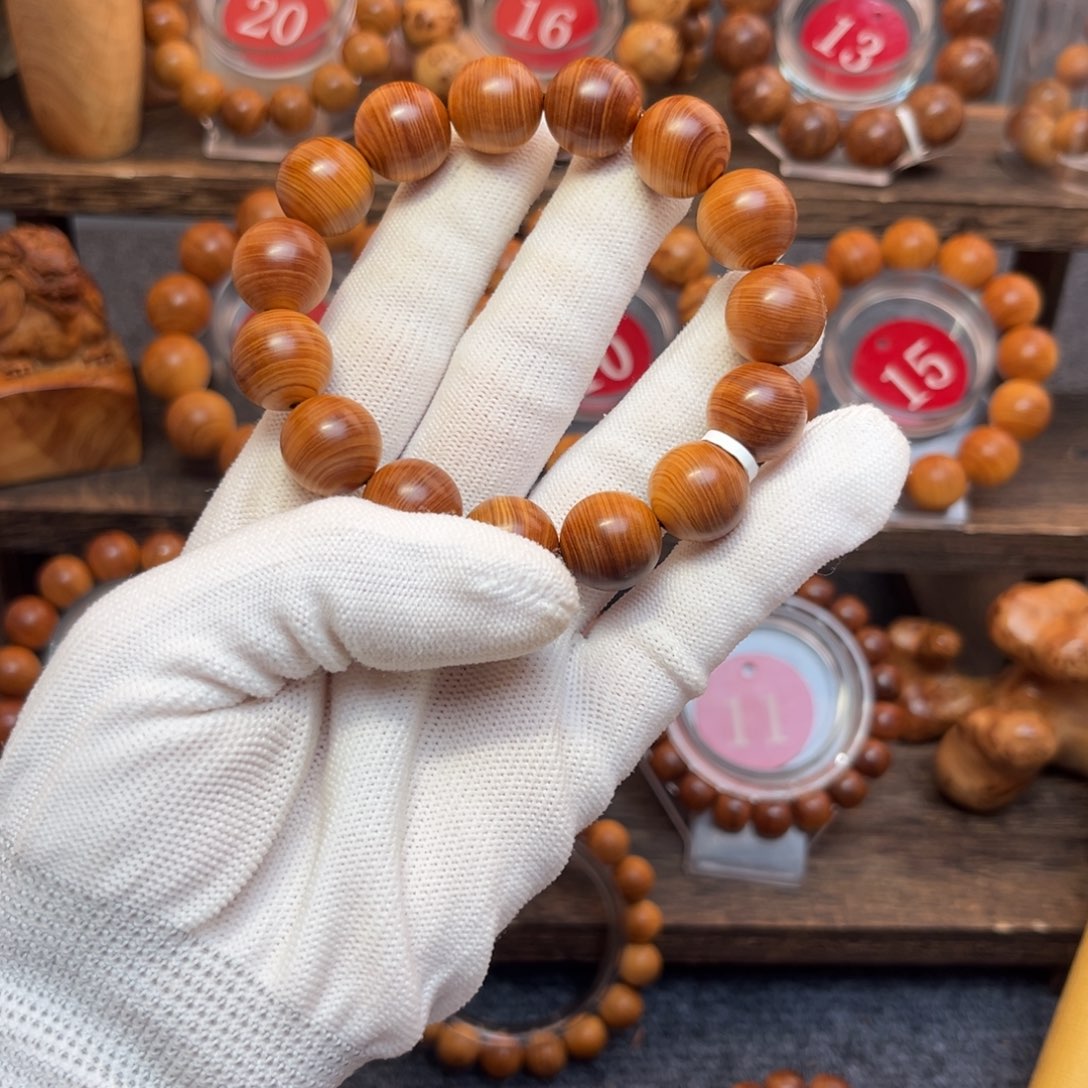 柏木（崖柏）手串/手链15红油板根香料蚕丝纹