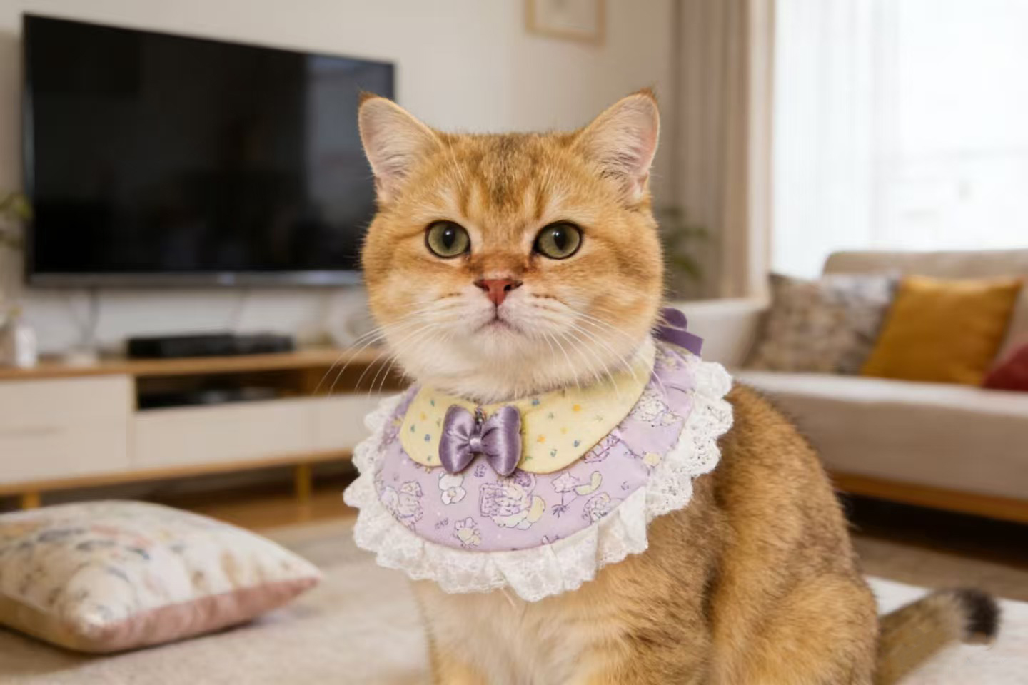 【手作款】纯棉透气宠物小围脖 不闷汗不勒脖 犬猫通用蝴蝶结款