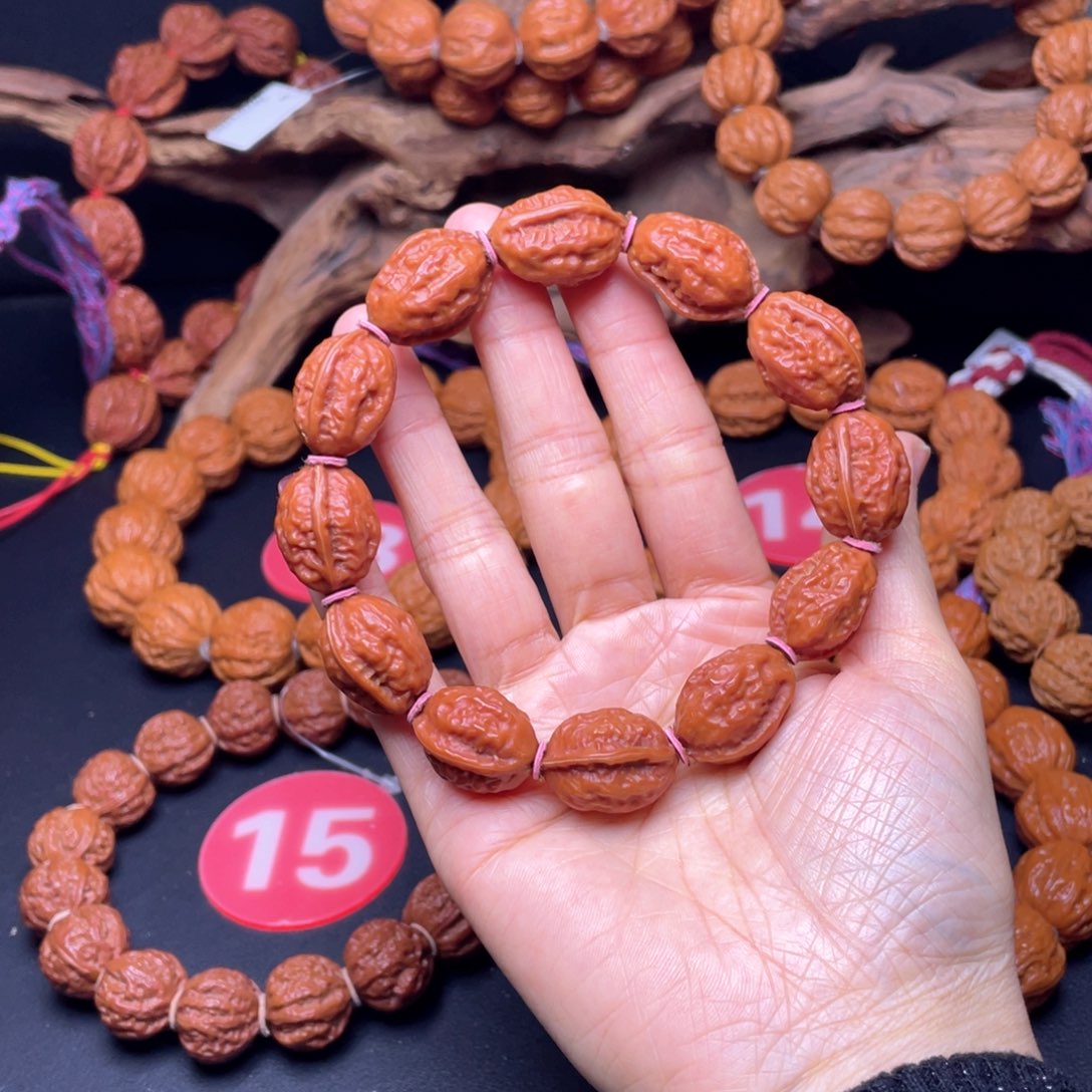 文玩核桃手串17尺绣花鞋果冻皮