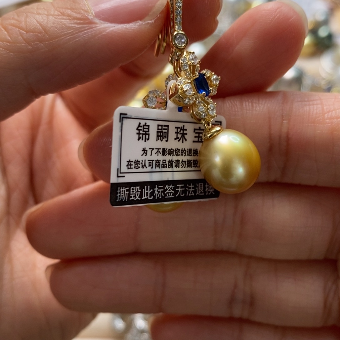 银S925镶嵌海水珍珠耳饰