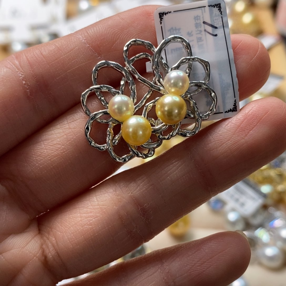 海水珍珠耳饰银S925镶嵌