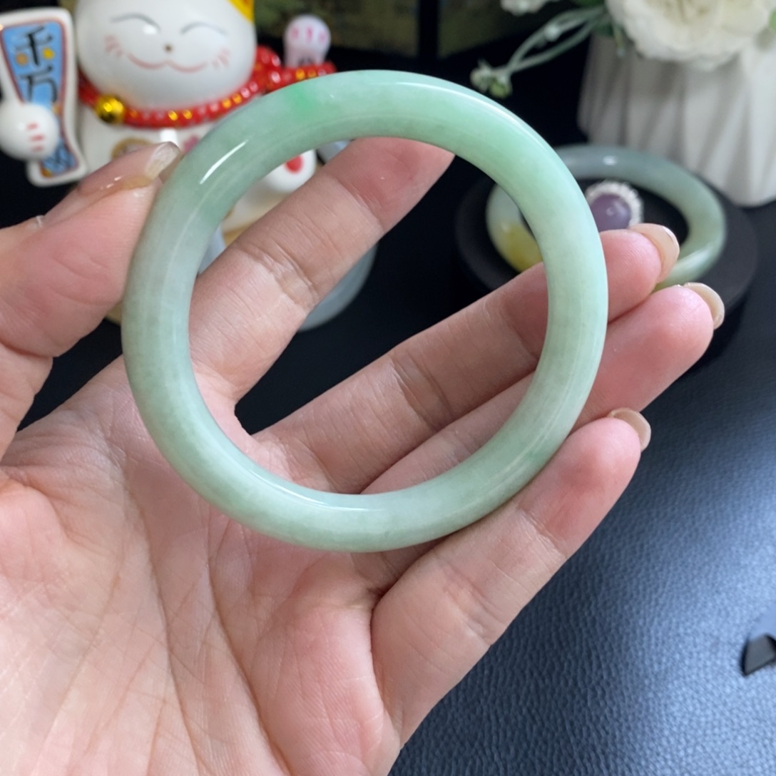 翡翠未镶嵌手镯天然翡翠手镯51.5圆条